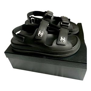 💣 Chanel Dad Sandals - Black Rubber - 38 🦇
